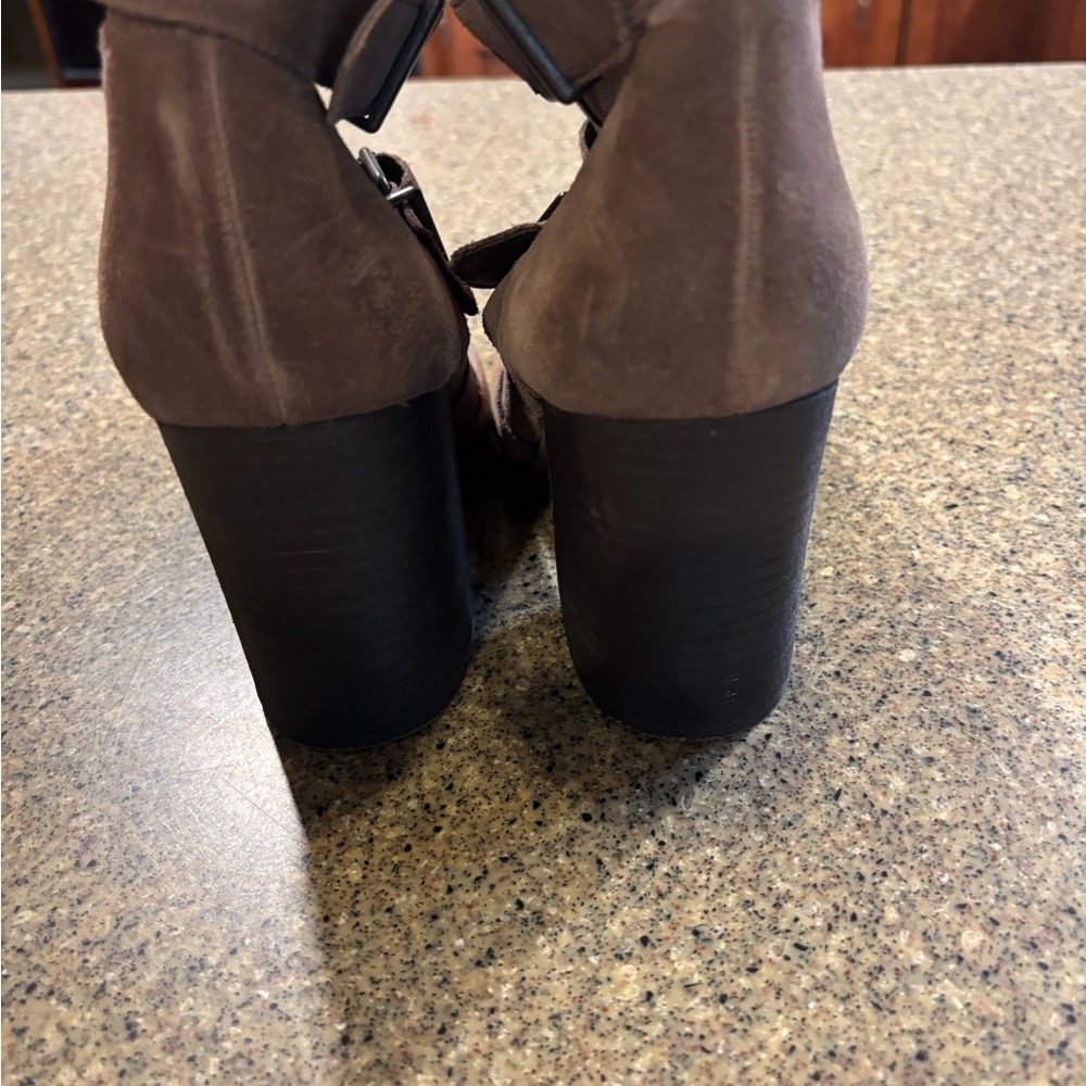 Vince Camuto Brown Ankle Booties with Block Heel